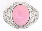 Intricate Pink Opal & White Topaz Ring in Sterling Silver - New