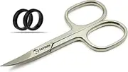 Cuticle Nail Scissors with Daimond Grain Nail File Curved Blade Professional Stainless Steel Multipurpose Toenail Manicure Pedicure, Eyebrows, Nose, Beard, Mustache Grooming Scissors