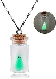 [Choistily] Adopt a Ghost Necklace Glow in Dark Ghost in a Bottle Necklace Halloween Ghost Necklace Halloween Cosplay Party Jewelry