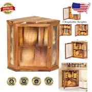Double Layer Acacia Wood Corner Bread Bin - Stylish Kitchen Storage Solution