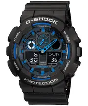 Casio G-Shock Analogue/Digital Mens Black/Blue XL Watch GA100-1A2 GA-100-1A2DR