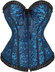 [OFFSUM] Women's Sexy Corset - Sexy Lace Mesh Floral Embroidery Pleated Ruffles Bustier Large Size Strapless Party Clubwear Backless Adjustable Top