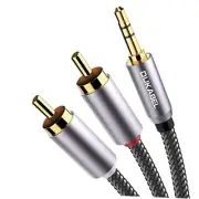 2-Male RCA to AUX Braided Stereo Cable - 24k Gold-Plated (4 Feet / 1.2 Meters)