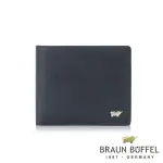 【BRAUN BUFFEL 德國小金牛】台灣總代理 尚恩A 4卡零錢袋皮夾-藍色(BF354-315-NY)