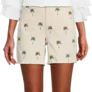 NYDJ A-Line Denim Jean Shorts Size 8 Cirque Des Palmes High Rise Frayed Hems