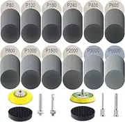 240Pcs 2 Inch Sanding Discs, Assorted 80 to 5000 Grit Silicon Carbide Hook & Loop Sandpaper with 1/4" 1/8" Shank Sanding Pads and Foam Buffering Pad for Wood Metal Car (2 inch 80-5000 Grit)