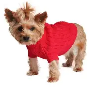 Combed Cotton Cable Knit Dog Sweater - Fiery Red X-LARGE