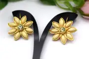 Vintage 'Shalala' Paris Lever-back Earrings, Gold-tone, Lucite, Crystals, New!