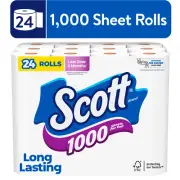 24 Rolls Toilet Paper 1,000 Sheets per Roll Long Lasting Septic Safe Clog Free