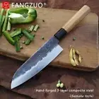 Handmade Japanese Kitchen Santoku Knife 3 Layers High Carbon Kitchen Chef Knife