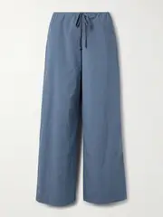 [SKIMS] SKIMS - Cotton-blend Poplin Wide-leg Pants - Harbor - Midnight blue - 3XL 3XL Blue