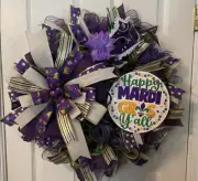 Happy Mardi Gras Yall Wreath Front Door Wreath Deco Mesh