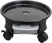 UPKOCH Sturdy Durable Universal Wheel Flowerpot Base 38cm Round Tray with Storage Drawer Stopping Brake