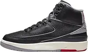 [Nike] Big Kid's Jordan 2 Retro Black/Cement Grey-Fire Red (DQ8562 001) - 7