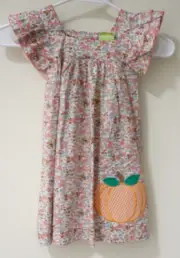 NWT Classic Whimsy Floral Applique Pumpkin Dress / Jumper Girl's Size 3T