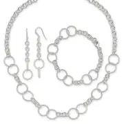 Avariah Solid Sterling Silver Necklace, Bracelet and Earring Set - 18"