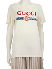 Beige Sequinned Logo T-Shirt