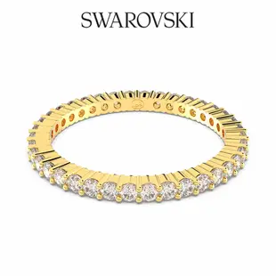 SWAROVSKI 施華洛世奇 Vittore 戒指 圓形切割, 白色, 鍍金色色調 55