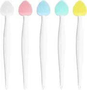 5pcs Pore Cleaning Brush Lip Scrub Brush,Nose Scrubber Double-Sided Silicone Facial Cleansing Brush Face Scrubber, Travel Use Remover Tool For Women Men