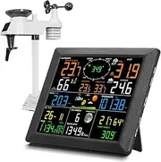 Wireless Multifunctional Weather Station with Outdoor Alarm Clock, Digital Temperature & Humidity Monitor | 100m Transmission, Solar-Powered Sensor | Ideal for Homes, Offices, and Schools