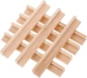 HEMOTON 8Pcs Wooden Domino Holders Multi Function DIY Trays for Desktop Smooth Edges Design for Alphabet Learning and Game Card Display
