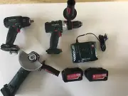 Metabo 18v drill, grinder,impact wrench, blue tooth radio batt/chgr kit