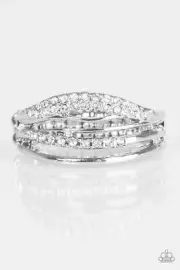 Paparazzi White Rhinestone Womens Ring/Bank On It - White
