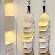 2 Pack Hat Rack for Wall or Door, No-Drill Hat Organizer for Baseball Caps, Over-the-Door Hat Holder Hook Strip, Wall Mounted Hat Storage for Closet Entryway