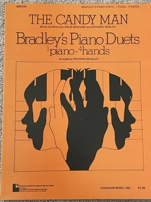 1973 THE CANDY MAN Sheet Music PIANO DUET (1 Piano, 4 Hands) by Bricusse, Newley