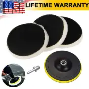 5PCS 6" Buffing Polishing Pad Wool Wheel Mop Kit For Car Polisher Drill Adapter!
