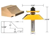 2-3/4" Bevel Raised Panel with Backcutter Router Bit - 1/2" Shank - Yonico 12150