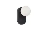 Interior Round Opal Diffuser with Oblong Black Base Wall Light