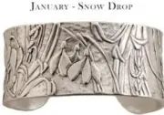 Victorian Trading January Flower of the Month Snowdrop Metal Cuff Bracelet 29K