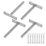 4-Pack Floating Shelf Brackets, 4 Inch Blind Shelf Supports [Nickel]