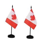 Canadian Deluxe Desk Flag Set Small Mini Miniature CA Canadian Table Canada