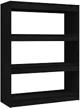 Bookcase Room Divider - Black Solid Pinewood Standing Shelf (100x30x103 cm) for Home Office, Living Room & Small Spaces - Durable & Stylish Storage Solution