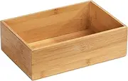 Wenko Terra Bamboo Organiser Box with 3 Compartments - Storage Box, Bathroom Basket, Bamboo, brown, Bambus 4 Fäche