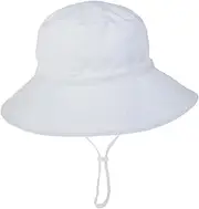 [SAFIGLE] Wide Brim Hat Boys and Girls Hat Breathable Quick-Drying Adjustable Strap for Toddlers Children White