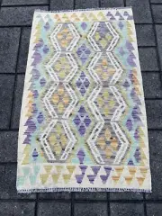 Hand Woven Afghan Wool Kilim, Size: 127 X 80 cm, Flat Woven Handmade Floor Rug