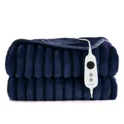 Dreamaker Chunky Embossed Fleece Electric Heated Throw Blanket [180x200cm] (Midnight Blue)