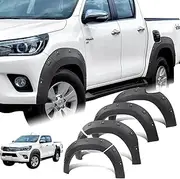 SUERAUTO4X4 Fender Flares for Toyota Hilux Accessories 2015-2017 N80 Revo SR5 SR Workmate, Wheel Arches Protector Guard Trim, Rivet Bolt Style 30MM Extra Wide Car Body Kit Exterior Matte Black