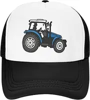 [Yipaidel] Boys' Blue Tractor Mesh Trucker Hat, Adjustable Snapback Baseball Cap for Ages 3-13