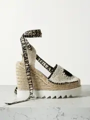 [Stella McCartney] Stella McCartney - + Net Sustain Gaia Organic Crocheted Platform Wedge Espadrilles - Off-white - IT38 IT 38 Off-white
