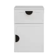 European Cabinetry White Hampton Half Moon Black Handles Porto Bedside Table