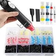 aikoolwer 600pcs Solder Seal Wire Connectors Sleeve Terminal Heat Shrink Tubing Kit Mini Heat Gun Waterproof Insulated Electrical Butt Splices Automotive Boat Truck