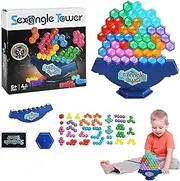 Balance Stacking Game,Hexagonal Building Blocks Set | Educational Toys for Kids and Adults, Party Supplies for Family Game Night