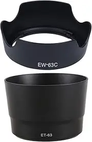 Gyorwst 2 Pcs Lens Hood Camera Lens Hood for EF-S: 1 Pcs EW-63C EW63C 18-55Mm F / 3.5-5.6 is Lens Hood & 1 Pcs ET-63 55-250Mm F4-5.6 is Lens Hood