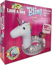 Land & Sea 1m Bling Unicorn Ring Inflatable Water Pool Float/Floating Outdoor