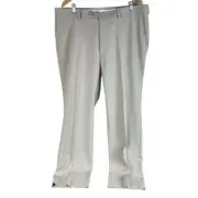 NEW Saddlebred Dress Pants Mens 42x32 Khaki Polyester Stretch Flat Front