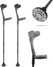 Adult Adjustable Forearm Crutches - Pack of 2, Non-Slip Tips & Reflective Grips